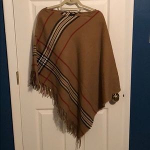 V.Fraas Beige Plaid Poncho